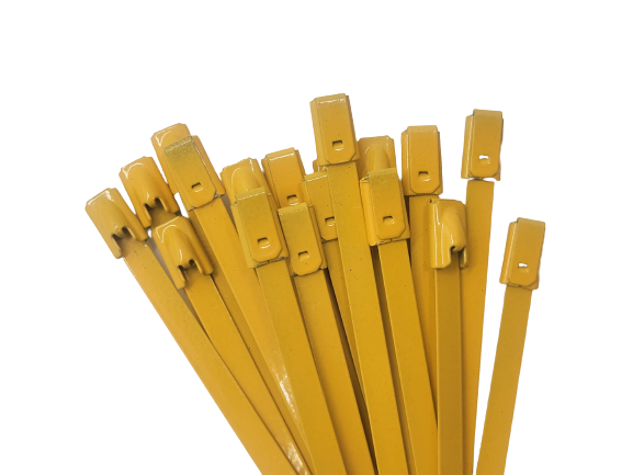 T316 Stainless Steel Exhaust Wrap Multi-Purpose Locking Cable Metal Zip Ties Yellow