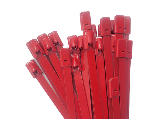 T316 Stainless Steel Exhaust Wrap Multi-Purpose Locking Cable Metal Zip Ties RED