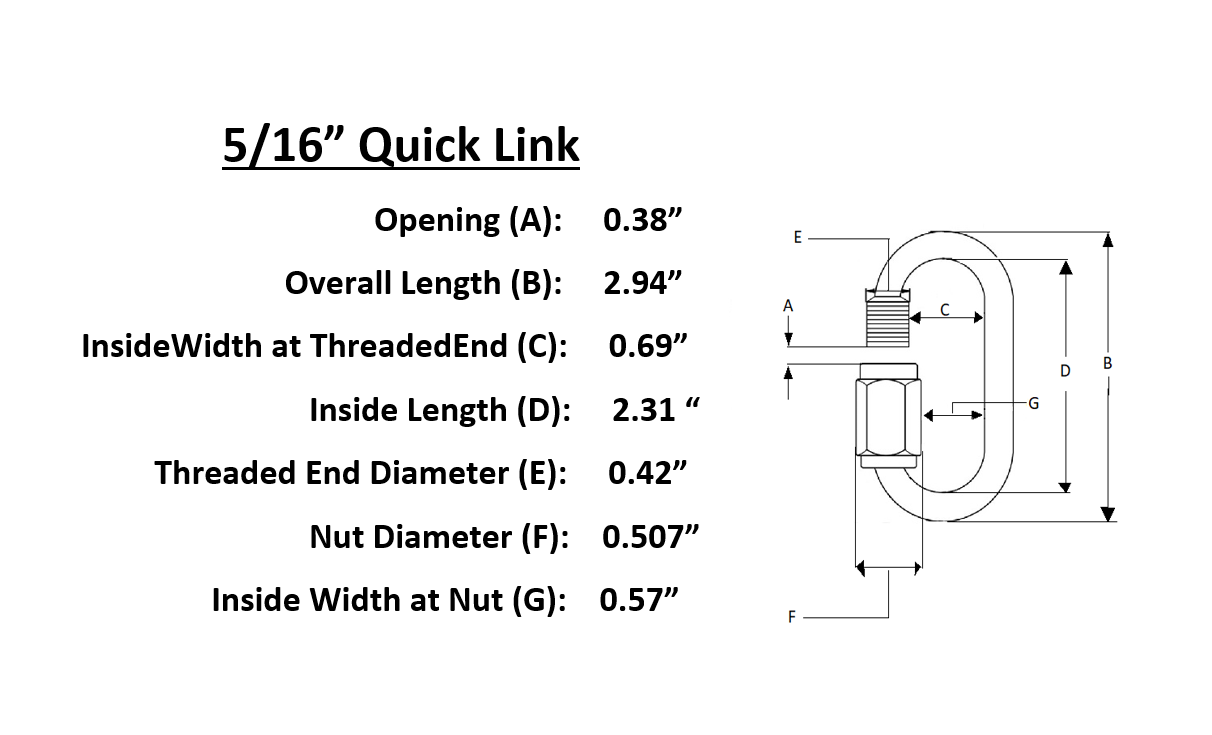 T316 Stainless Steel Carabiner Quick link Strap Connector Chain Repair Shackle D 5/16"