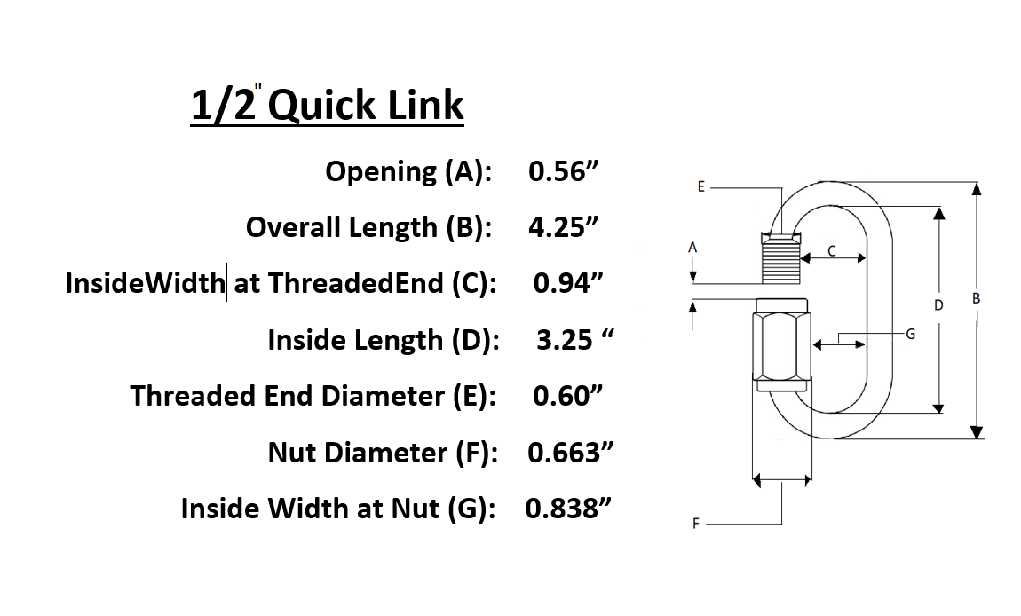 T316 Stainless Steel Carabiner Quick link Strap Connector Chain Repair Shackle D 1/2"