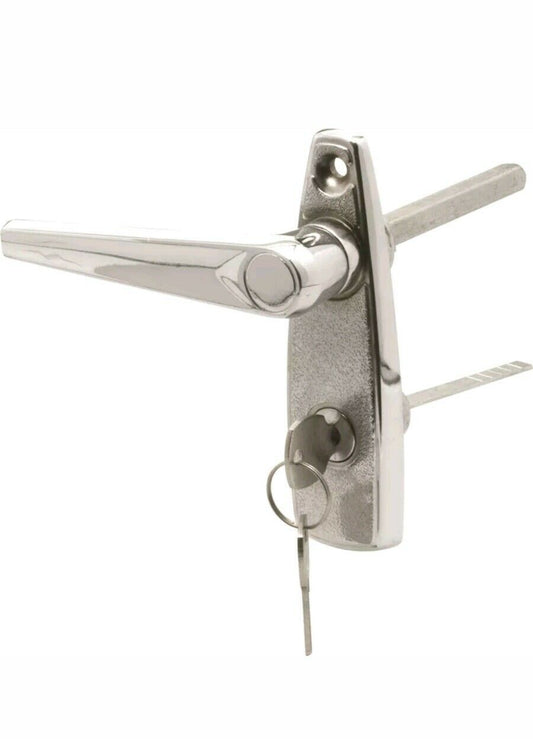 Garage Door Lock L-Handle Assembly - Key & Cylinder with Mounting Fasteners