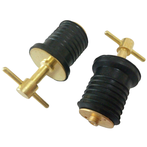 2 x 1" Drain Plug Rubber Brass Twist Boat Hull Livewell Drain Plugs