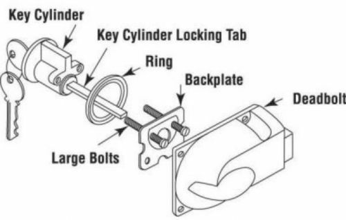 2 GARAGE DOOR KEYED DEAD BOLT CYLINDER LOCK KEY SET (KEYED ALIKE)