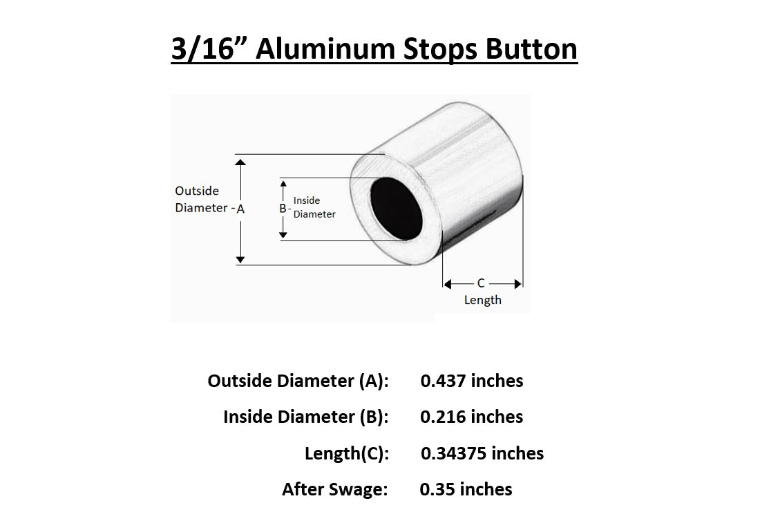 Aluminum Swage Stops for 3/16" Wire Rope Cable: 50 and 100 pcs